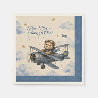 Personalized Airplane First Birthday Napkins | 