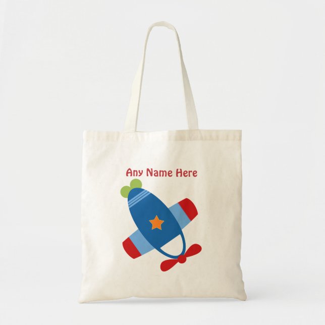 Personalized Airplane Flight Tote Bag (Front)