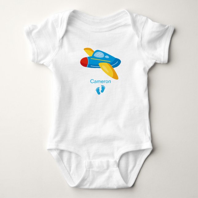 Personalized Airplane Name Baby Gift Cute Baby Boy Baby Bodysuit (Front)