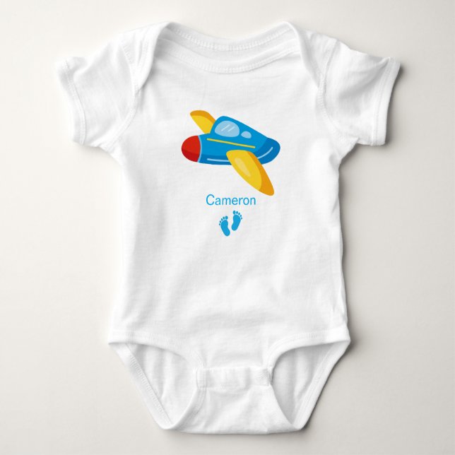 Personalized Airplane Name Baby Gift Cute Baby Boy Bodysuit (Front)