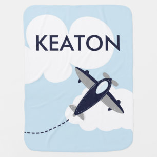 Personalized Airplane Nursery Photo Print Baby Blanket