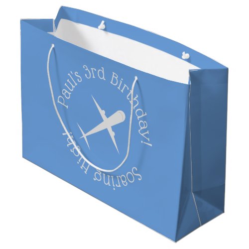 Personalized Airplane on Blue Soaring High Large Gift Bag