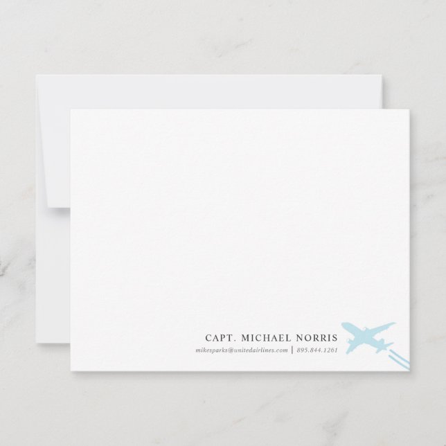 Personalized Airplane Pilot Note Card (Front)