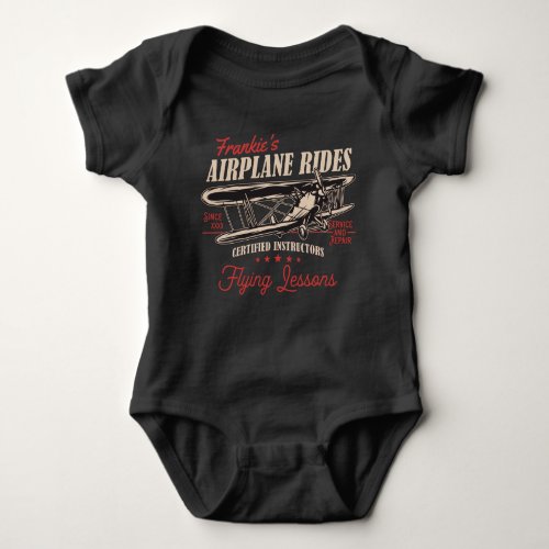 Personalized Airplane Rides Retro Flying Lessons   Baby Bodysuit