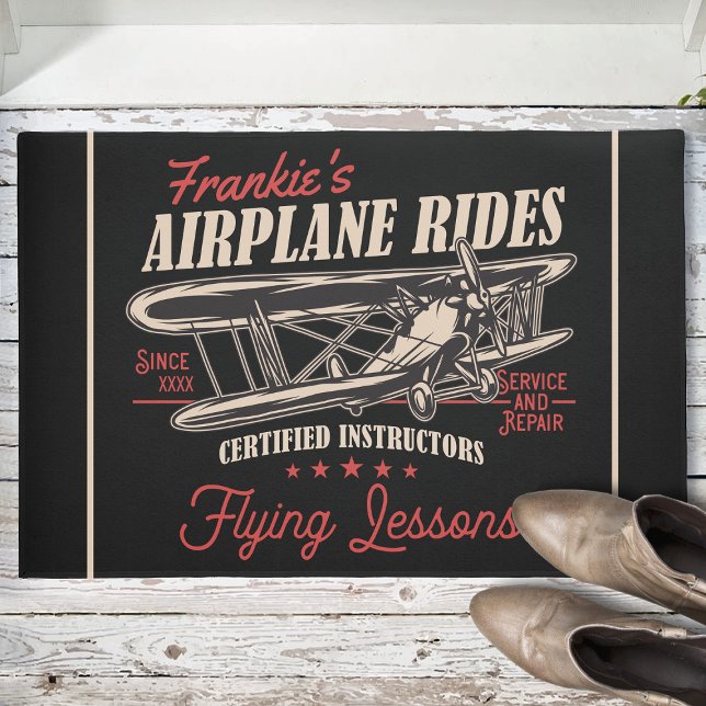 Personalized Airplane Rides Retro Flying Lessons   Doormat (Creator Uploaded)