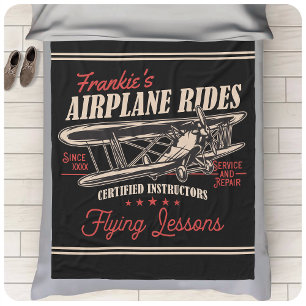 Personalized Airplane Rides Retro Flying Lessons  Fleece Blanket