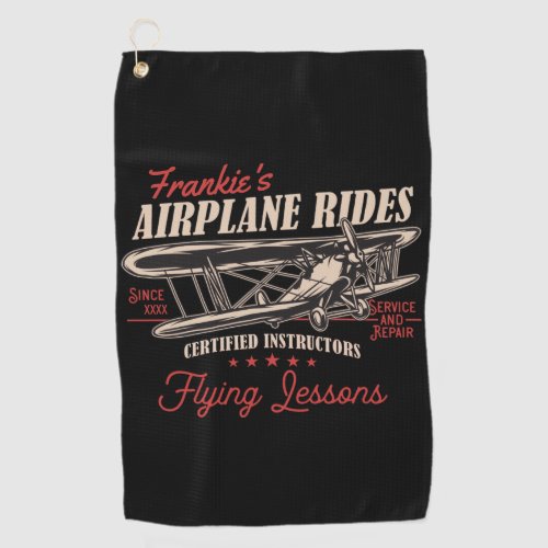 Personalized Airplane Rides Retro Flying Lessons  Golf Towel
