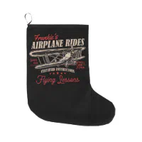 Personalized Vintage Airplane Pilot Flying Academy Christmas Stocking