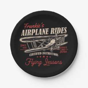 Personalized Airplane Rides Retro Flying Lessons   Paper Plates