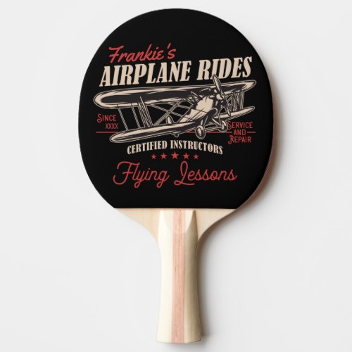 Personalized Airplane Rides Retro Flying Lessons  Ping Pong Paddle