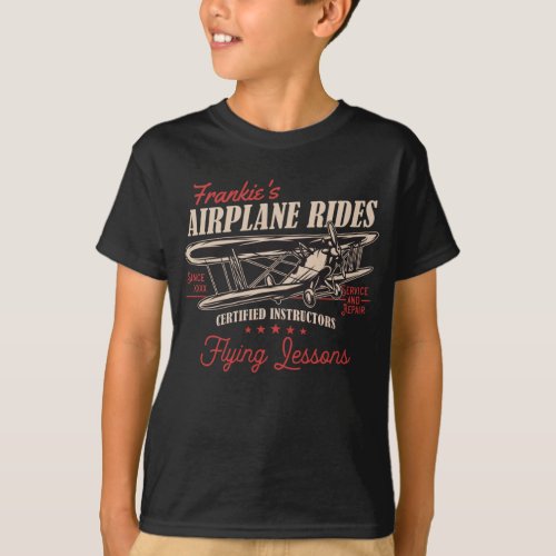 Personalized Airplane Rides Retro Flying Lessons  T_Shirt