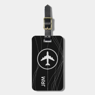 Personalized Airplane Travel Black Luggage Tag