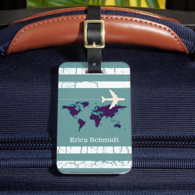 Personalized airplane travel luggage tag (Front Insitu 2)