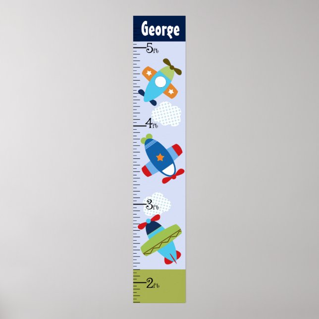 Personalized Airplanes Growth Chart Keep at 8x44! (Front)
