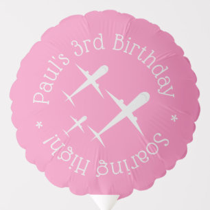 Personalized Airplanes Pink Blue Soaring High Kids Balloon