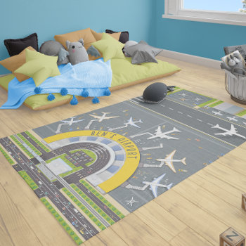 Personalized Airport Top View Kids Play Playroom Rug by freshpaperie at Zazzle