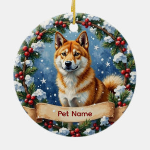 Personalized Akita Christmas Ceramic Ornament