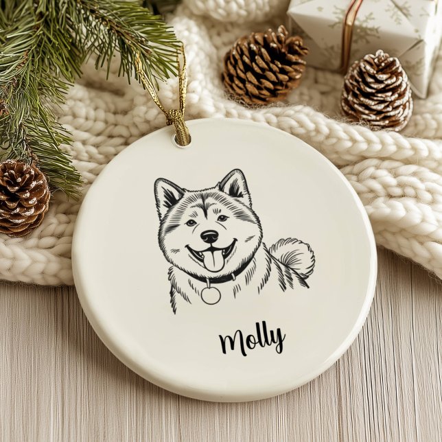 Personalized Akita Dog Christmas Ceramic Ornament (Creator Uploaded)