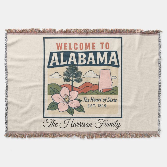 Personalized Alabama Throw Blanket (Front)