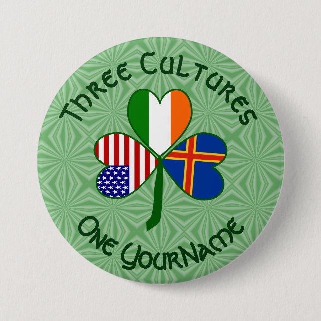 Personalized Åland Islands Shamrock Button (Front)