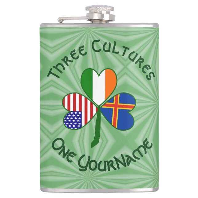 Personalized Åland Islands Shamrock Large Flask (Front)