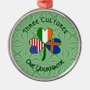 Personalized Åland Islands Shamrock Metal Ornament