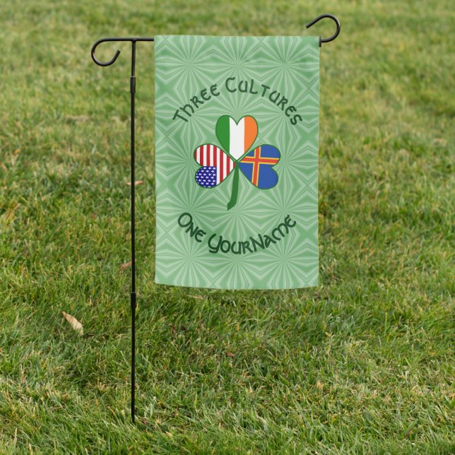 Personalized Åland Islands Shamrock Outdoor Flag (In SItu)