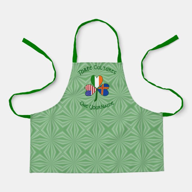 Personalized Åland Islands Shamrock Print Apron (Front)
