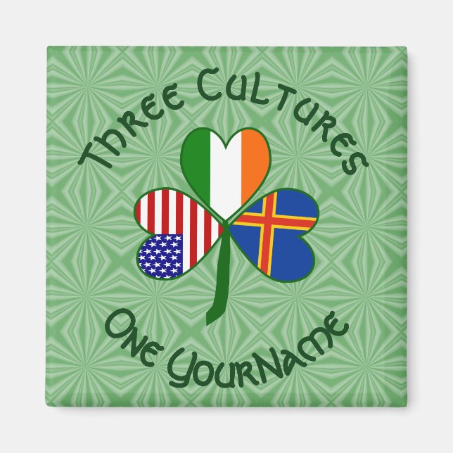 Personalized Åland Islands Shamrock Square  Magnet (Front)
