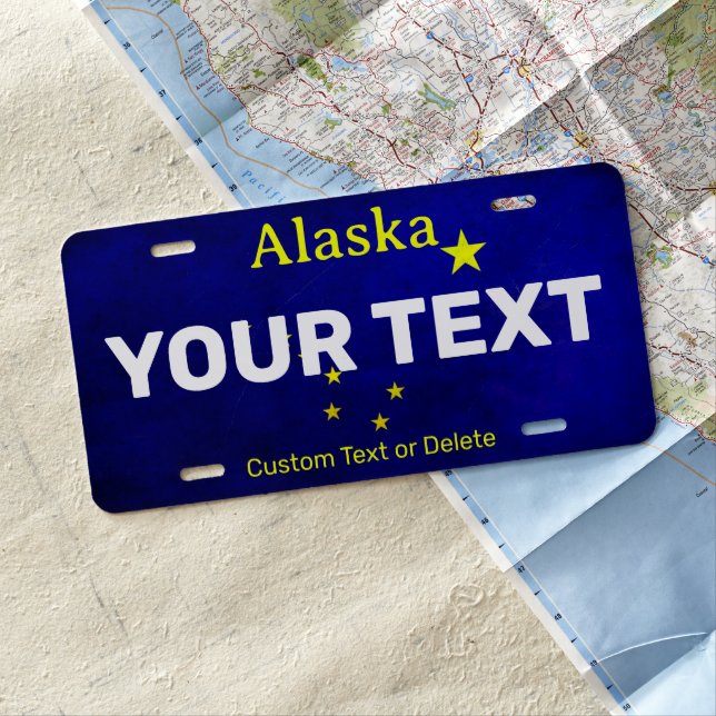 Personalized Alaska State Flag Custom Text License Plate (In Situ)