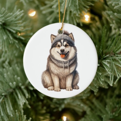 Personalized Alaskan Malamute Dog Ceramic Ornament