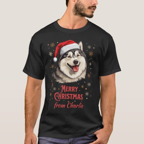 Personalized Alaskan Malamute Dog Santa Christmas T_Shirt