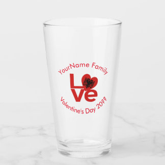 Personalized Albanian Red LOVE Flag Glass
