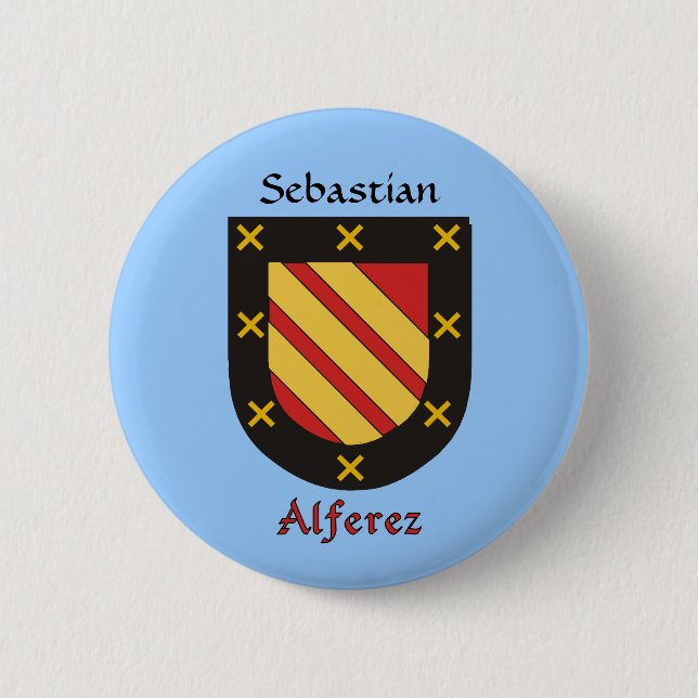 Personalized Alferez Historical Shield Pinback Button (Front)