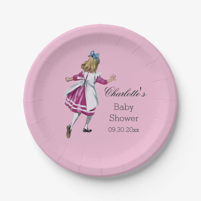 Personalized Alice in Wonderland Baby Shower Paper Plates (Front)