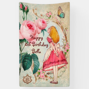 Personalized Alice in Wonderland Birthday Banner