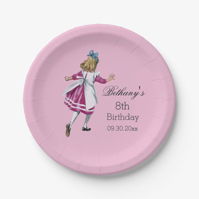 Personalized Alice in Wonderland Birthday Party Paper Plates (Front)