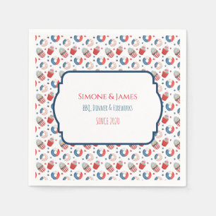 Personalized All American BBQ July 4th Party Napkins