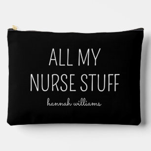 Personalized All My Nurse Stuff Chic Black Accessory Pouch