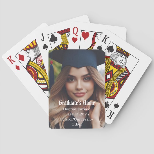 Personalized All Over Graduate Photo Name Class  Poker Cards (Back)