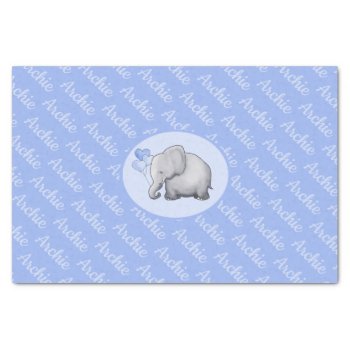 Personalized All-over Name Cute Elephant Nursery Tissue Paper by EleSil at Zazzle