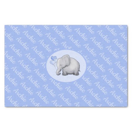 Personalized All-over Name Cute Elephant Nursery Tissue Paper