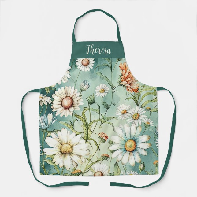 Personalized All-Over Print Apron, Daisy Apron, Apron (Front)