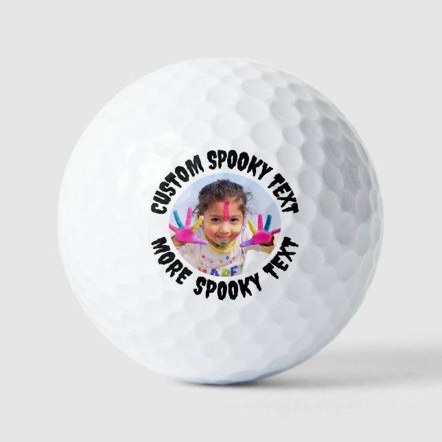 Personalized All Spooky Font Fun Photo Golf Balls (Front)