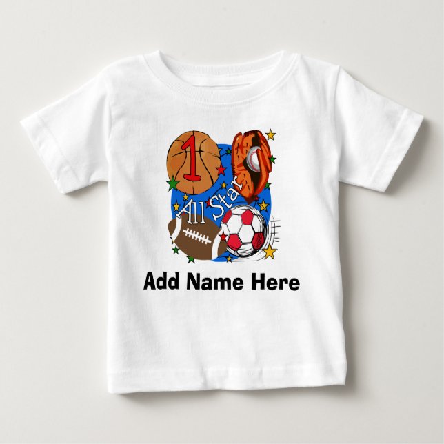 Personalized All Star 1st Birthday T-shirt (Front)