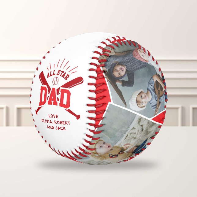 Personalized “All Star Dad” Red Baseball (Creator Uploaded)