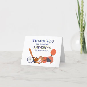 Personalized All-Star Sports Letterpress Thank You Card