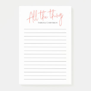 Personalized All the Things Script to do list Post-it Notes