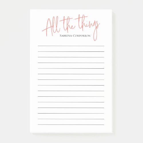 Personalized All the Things Script to do list Post_it Notes