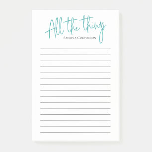 Personalized All the Things to do list Teal  Post-it Notes